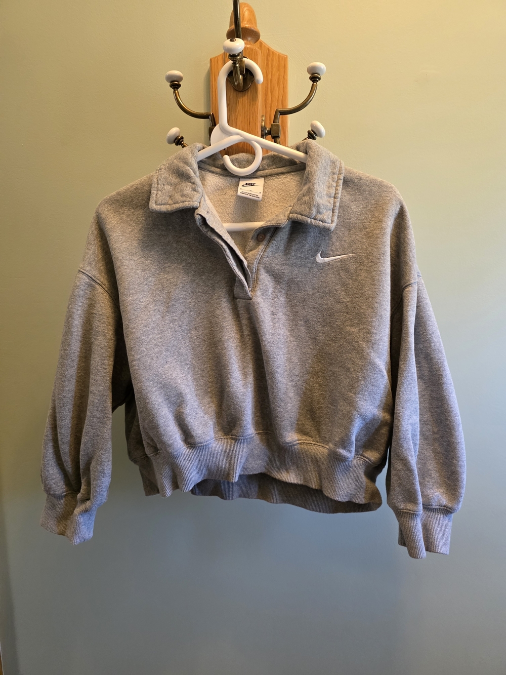 Nike Women's Gray Quarter-Button Pullover Sweater